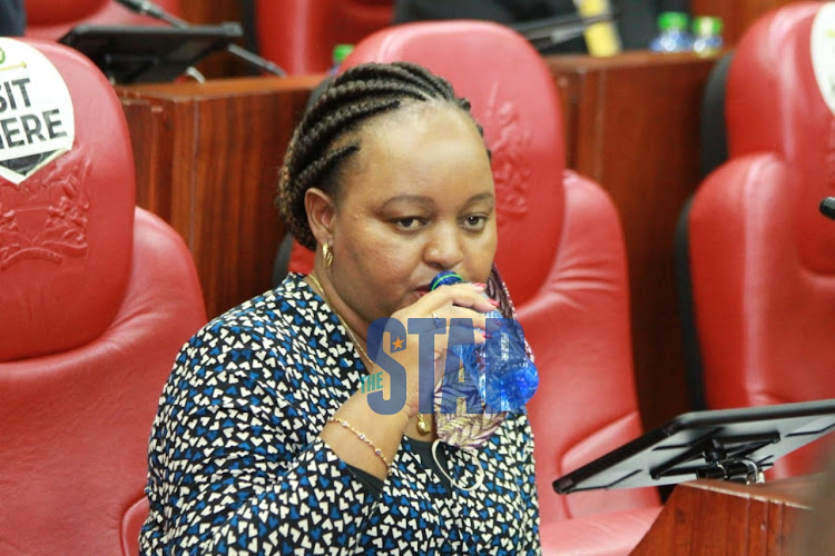 Kirinyaga Governor Anne Waiguru talks during her impeachment hearing at the Senate on June 23, 2020.