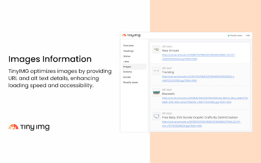TinyIMG SEO Extension & Shopify Inspector