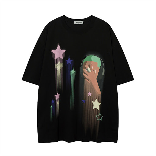 Title 6, Mens Five-Pointed Star Cartoon Printed T-shirt...