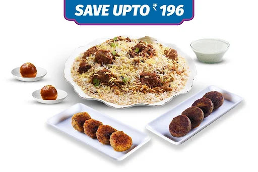 1 Non-Veg Kilo Biryani + 2 Non-Veg Kebabs + 2 Desserts (Serves 3-4)