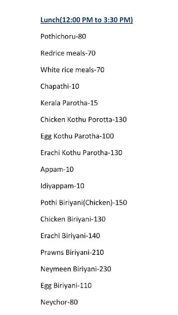 Kerala Panoor Restaurant menu 