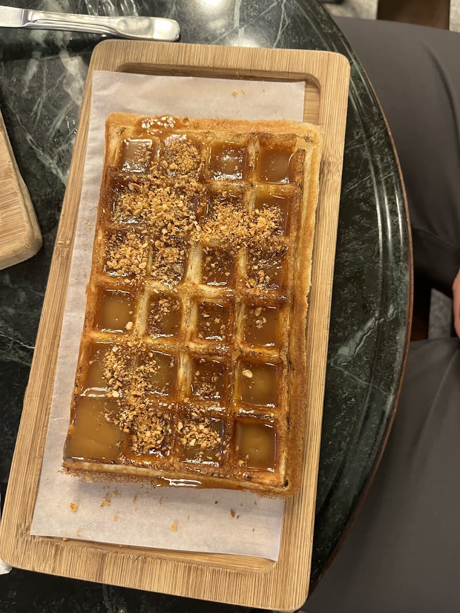 Salted caramel and praline waffle