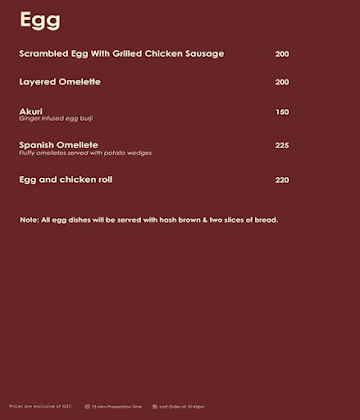 The Bark menu 