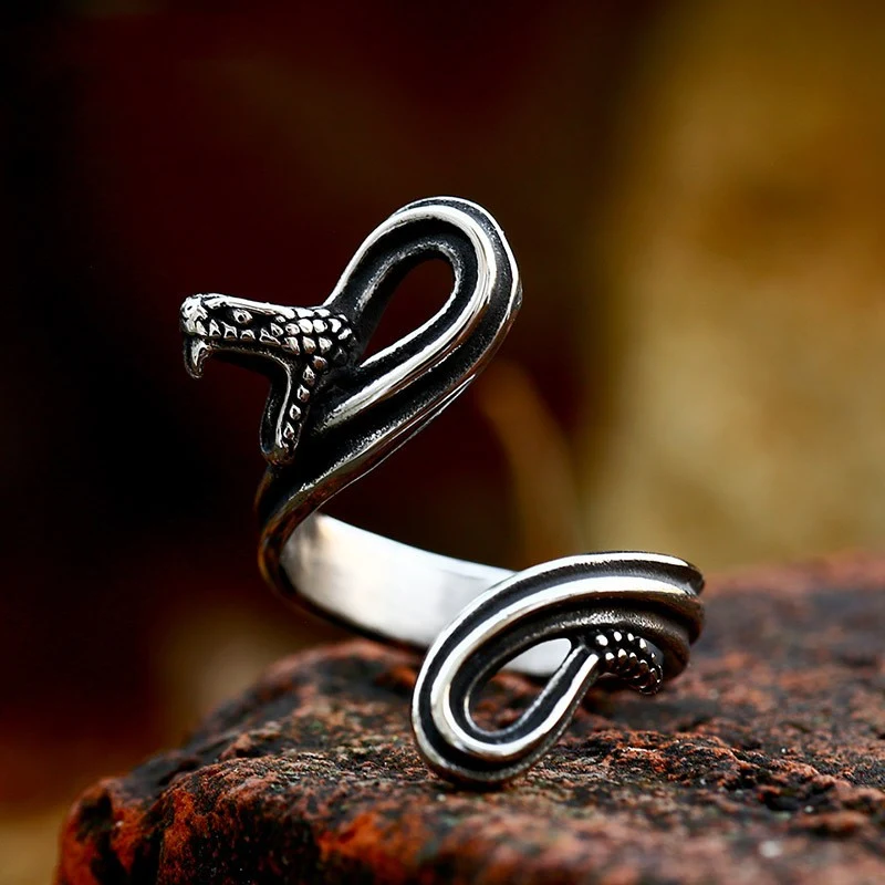 Title 4, Vintage Stainless Steel Animal Snake Ring – Eye...