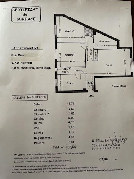 Vente appartement 3 pièces 64 m² à Creteil (94000), 243 500 €