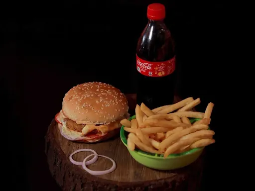 Veg Burger + French Fries + Soft Drink