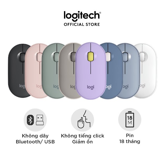 [Mã Elbau5 Giảm 5% Đơn 500K] Chuột Không Dây Logitech Pebble M350 - Bluetooth/ Usb, Nhỏ Gọn, Giảm Ồn, Macos / Pc