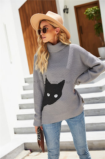Title 8, Long Sleeved Plain Grey Knitted European And Am...