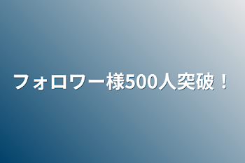 フォロワー様500人突破！