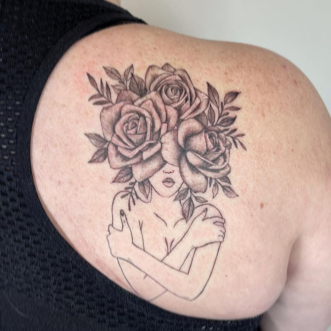 Rose Face Girl Tattoo