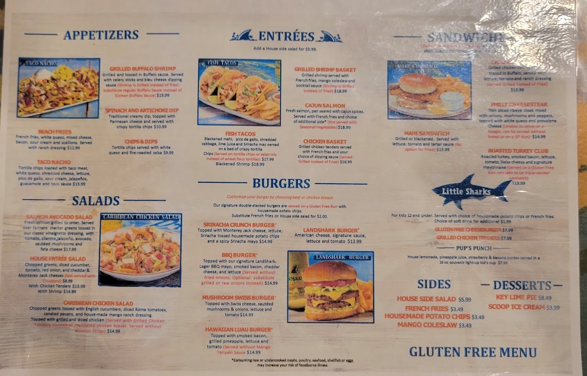 Gluten free menu provided on request