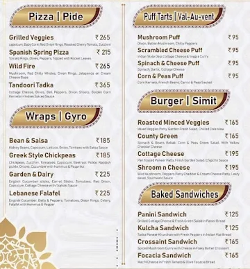 Oasis Baklawa menu 