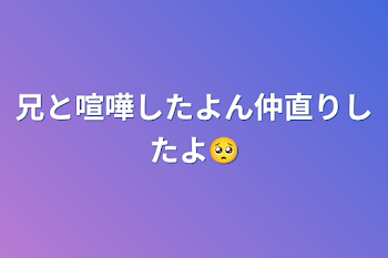 兄と喧嘩したよん仲直りしたよ🥺