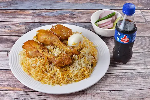 Chicken Biryani [Half, 2 Pieces] With Thums Up [250 Ml]