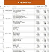 Kongu Biriyani menu 1