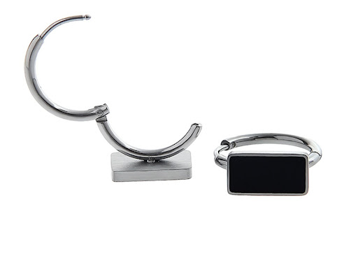Title 5, Colorless Earrings For Men with Black Oil Drop....