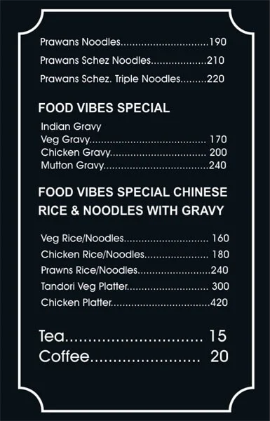 Food Vibes menu 