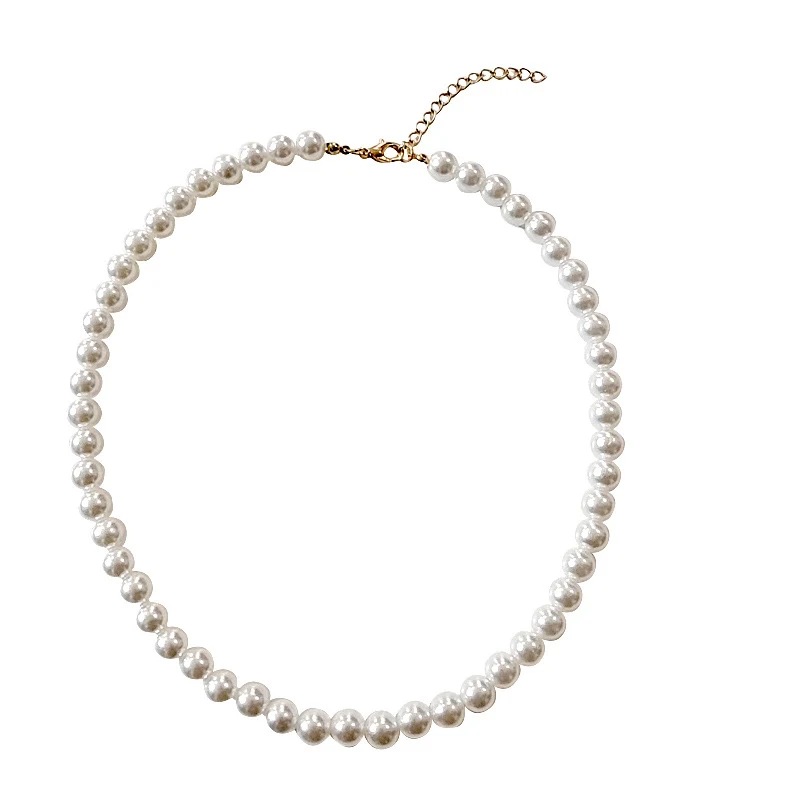 Colar de pérolas vintage feminino, corrente de clavícula simples e versátil para todas as combinações, um acessório atemporal e elegante para mulheres.