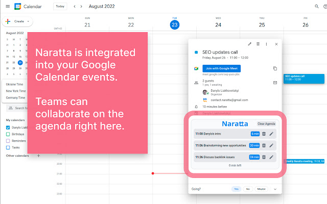 Naratta chrome extension