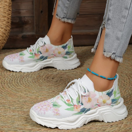 Title 5, Womens Casual Flower Sports Shoes Flat Bottom ...