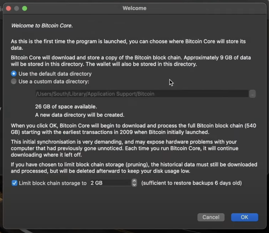 How to run a Bitcoin Core Node MacOS