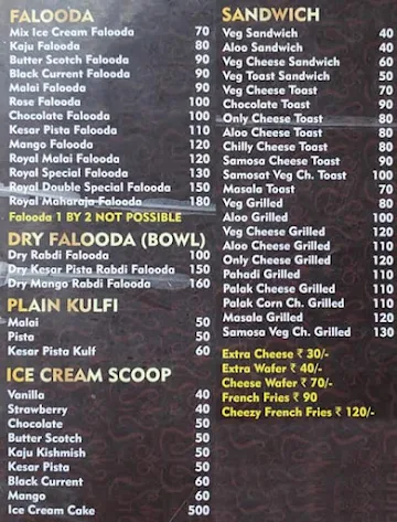 Royal Falooda And Juice Centre menu 