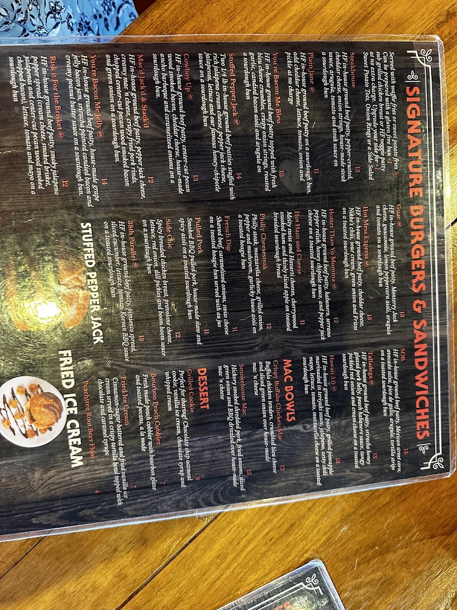 HF Crave gluten-free menu