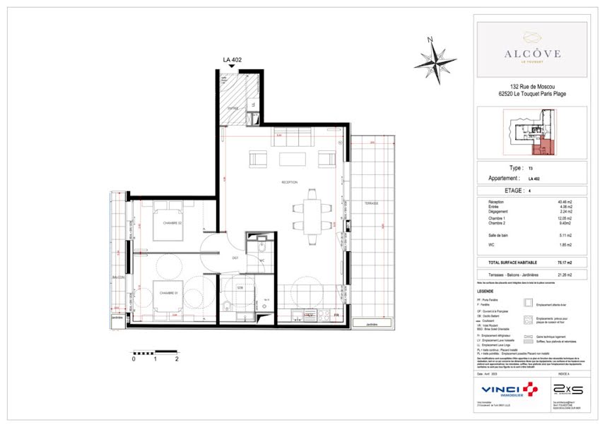 Vente appartement 3 pièces 75.17 m² à Le Touquet-Paris-Plage (62520), 1 180 000 €