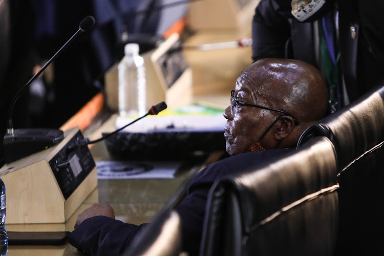 Former president Jacob Zuma at the Zondo commission, which is investigating allegations of state capture during his tenure.