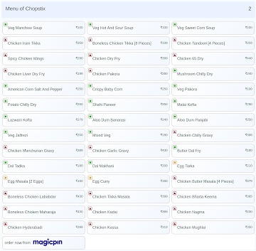 Chopstix menu 