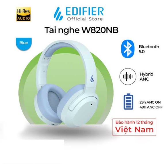 Tai Nghe Bluetooth 5.0 Edifier W820Nb Chụp Tai Chống Ồn Chủ Động Âm Thanh Chất Lượng Cao Hires Chơi Game Hàng Chính Hãng