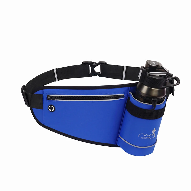 Bouteille d'eau de fitness multifonction avec sac banane étanche et près du corps. Hydratation et praticité assurées pendant l'effort.
