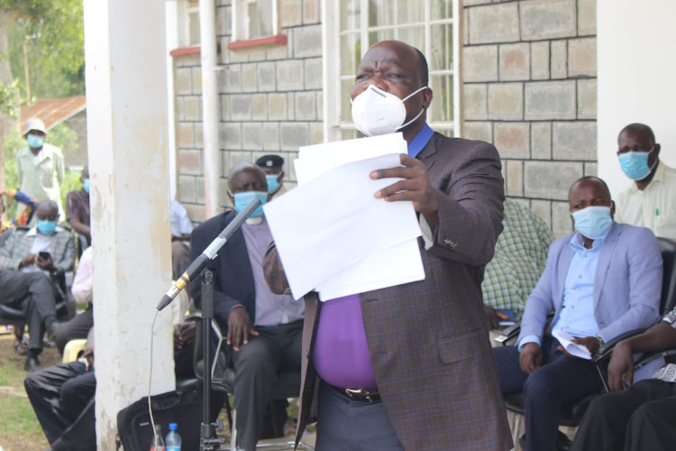 Muhoroni MP Onyango Koyoo during the disbursement of bursary to Form 1 students joining national schools at the CDF office in Chemelil on Wednesday.