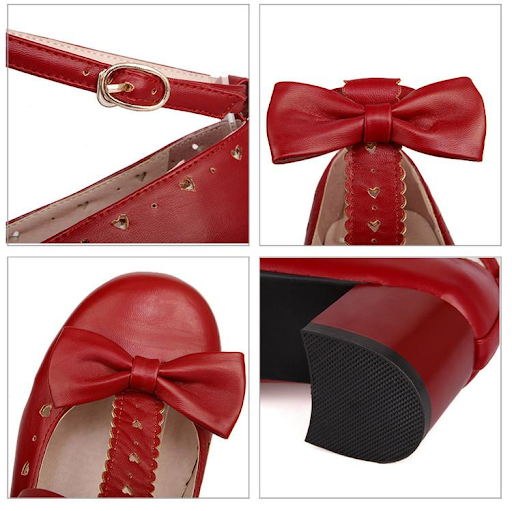 Title 7, Bowknot comfortable square heel mid-heel size s...