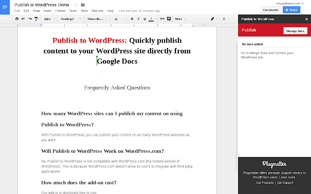 Screenshot of Publish to WordPress