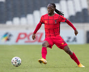 Reneilwe Letsholonyane of TS Galaxy FC during the DStv Premiership match between TS Galaxy and Stellenbosch at Mbombela Stadium on December 06, 2020 in Nelspruit.