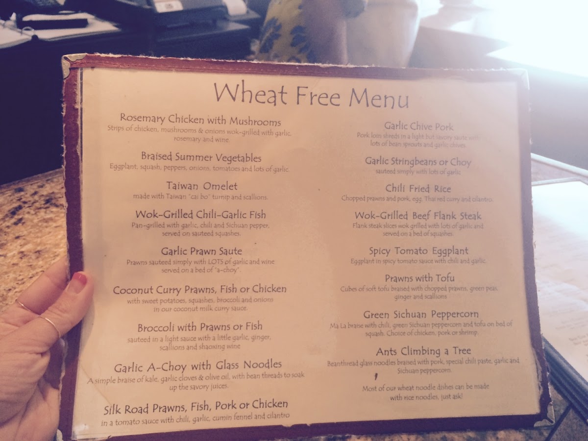 These are the for sure gluten free items and can accommodate other items on their main menu. Just wi
