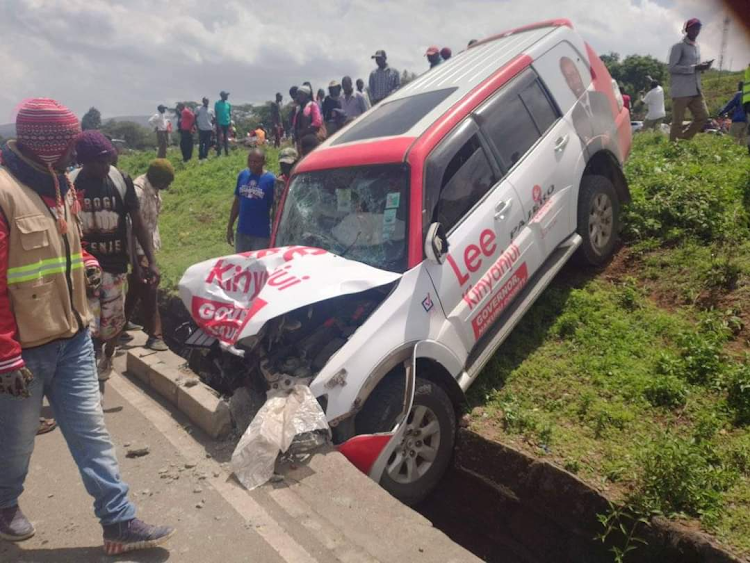 Nakuru Governor Lee Kinyanjui's vehicle involved in an accident.