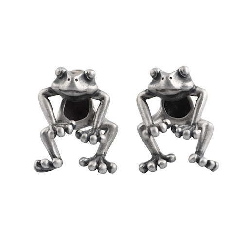 Title 1, S925 Silver Vintage Craft Creative Frog Earring...