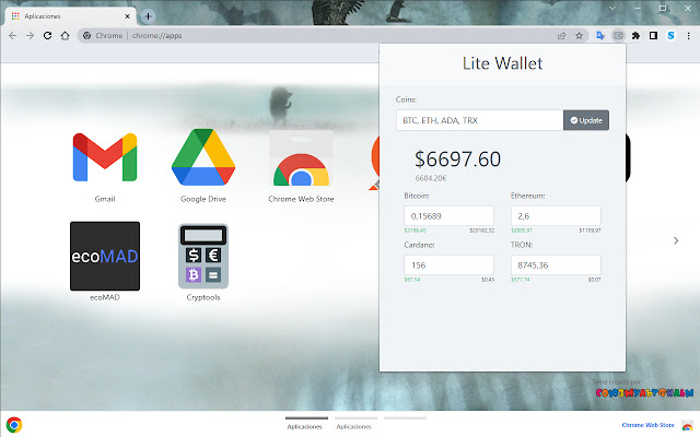 Lite Wallet chrome extension