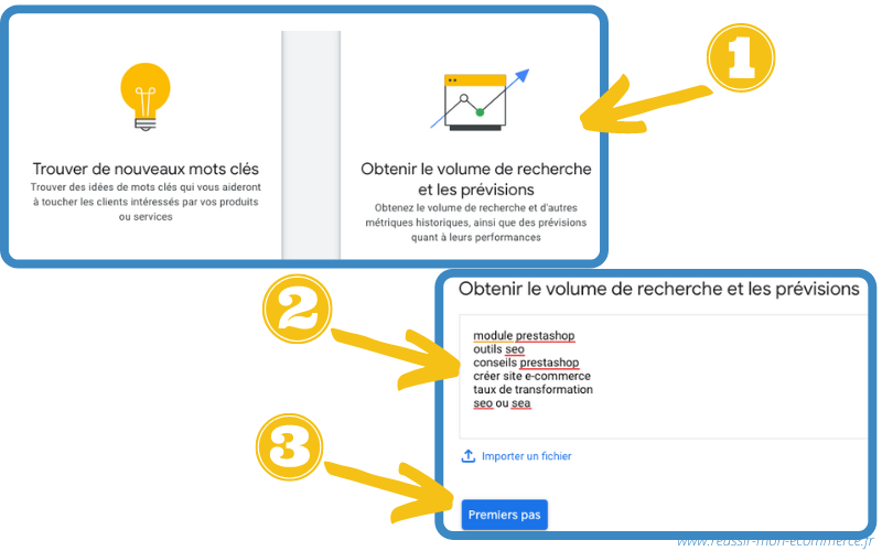 keyword planner étape 1