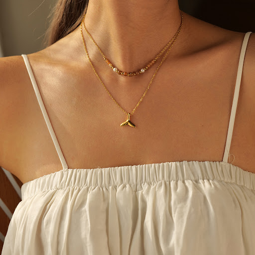 Title 17, Stainless Steel Shell Necklace Starfish Beach S...