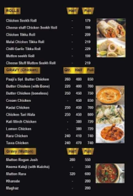 Paaji's Chicken menu 1