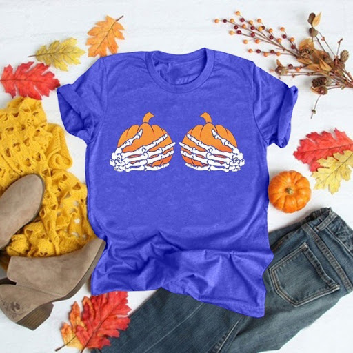 Title 4, Hand bone pumpkin personalized printed T-shirt