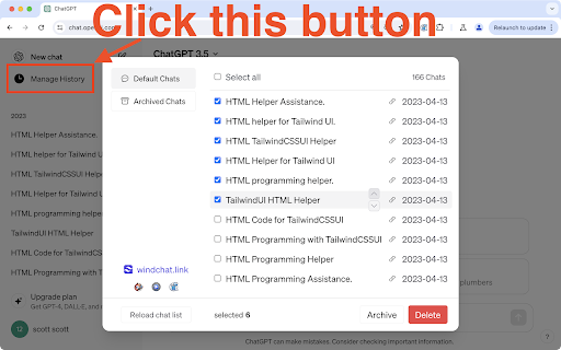 ChatGPT Batch Delete History Manager