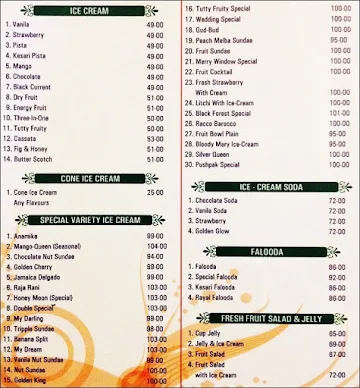 New Shanthi Sagar menu 