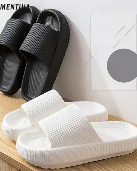 New Men Thick Bottom Slippers Platform Bathroom Slides No... - 3