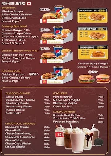 Bingo Burger menu 