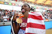 Gold medalist Noah Lyles of Team US reacts after winning the men's 100m final on day two of the 2023 World Athletics Championships at National Athletics Centre in Budapest, Hungary on Sunday. 