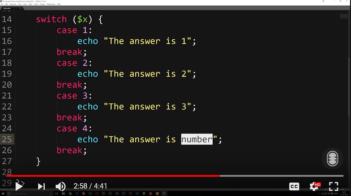 Switch Statements in PHP Tutorial Video by mmtuts